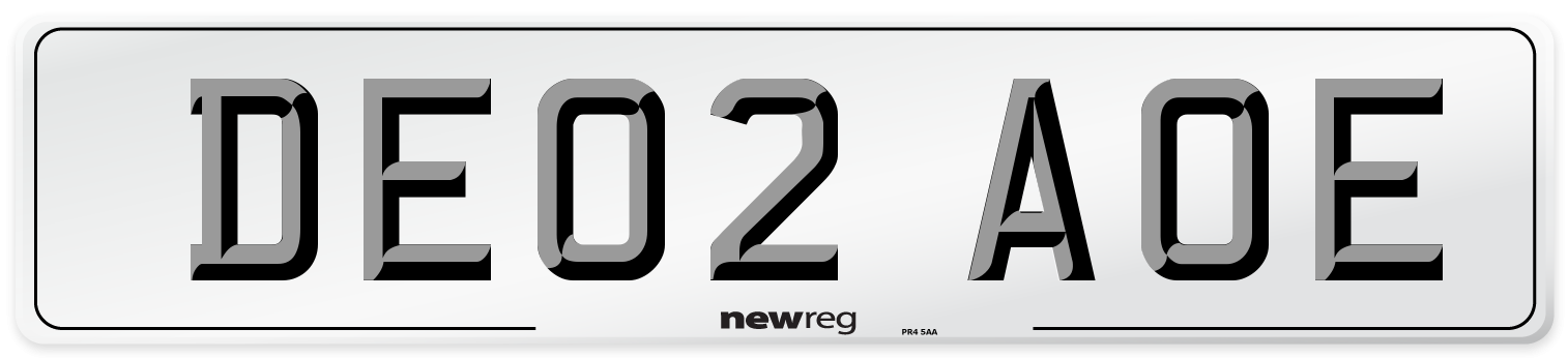 DE02 AOE Number Plate from New Reg